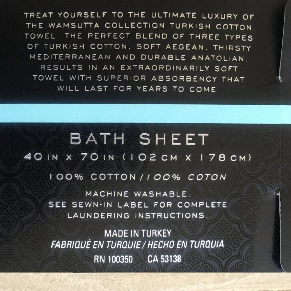 VANILLA Wamsutta Collection 100% Turkish Cotton 40x70 inch BATH SHEET ( Towel )